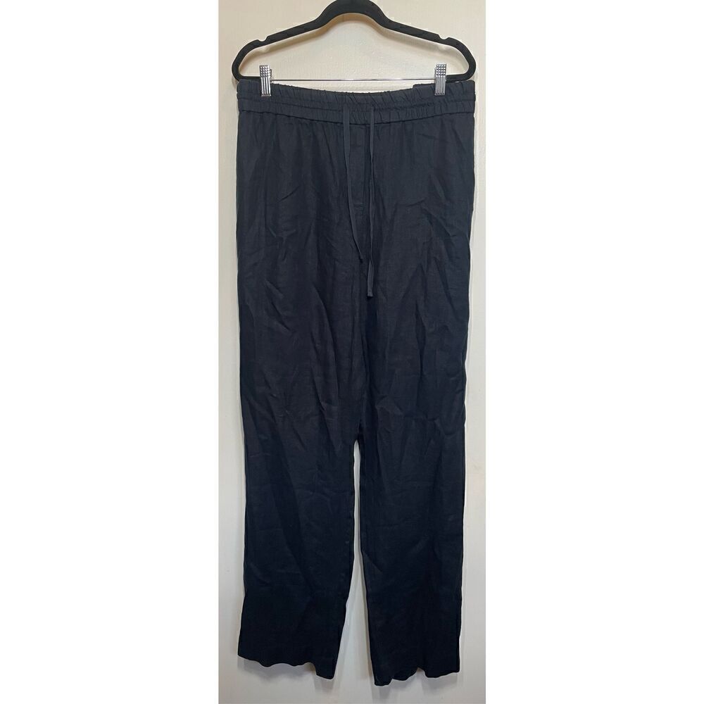 Talbots Plus WASHED LINEN WIDE LEG PANTS in Black size 3X NWT